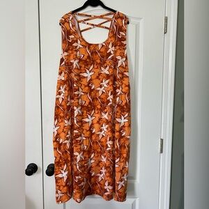 Denim and Co. Orange Floral Sleeveless Dress Size 5X
